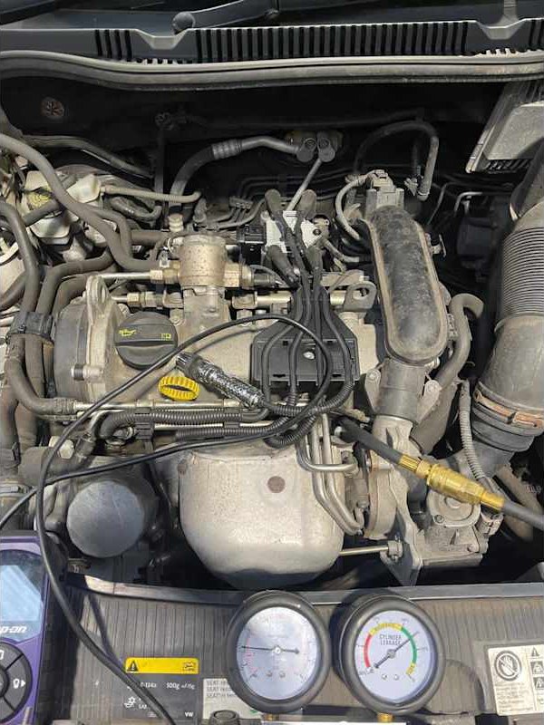 Engine bay with the cover removed