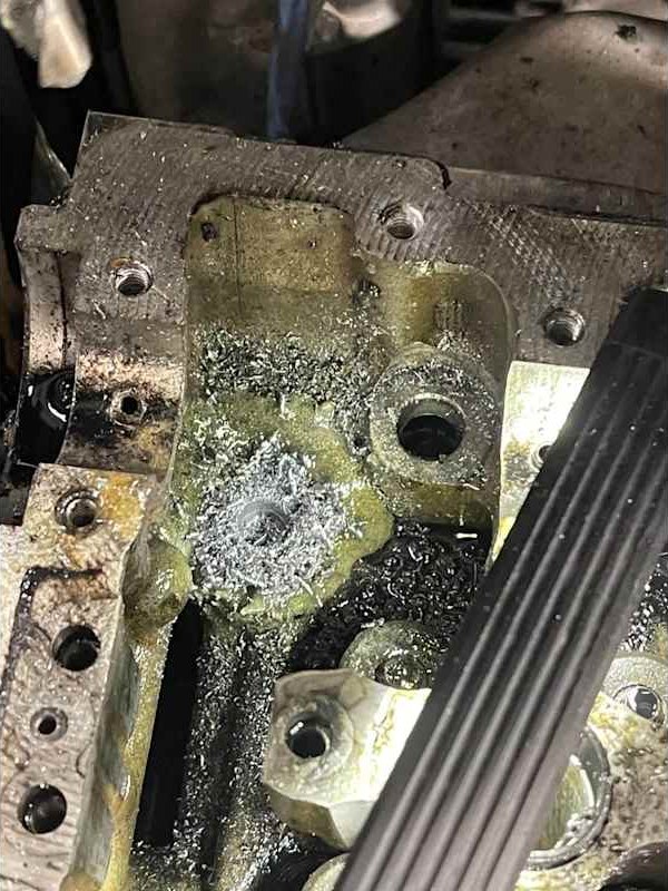 Engine component opened for repair