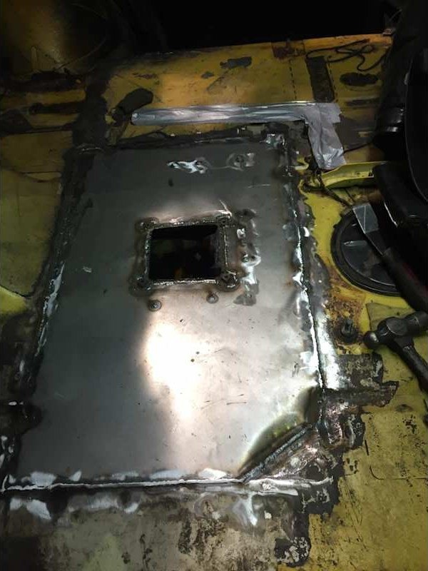 Floor pan repair on a vehicle