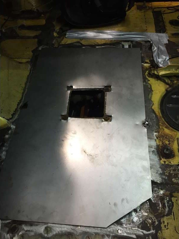 Metal floor repair in the workshop