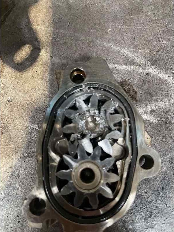 Oil pump during an engine rebuild